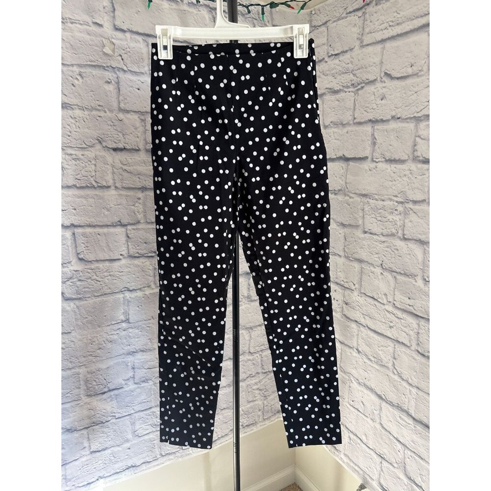 Polka Dot Black & White Stretch Pants By Time And Tru Size 6